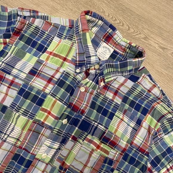 Brooks Brothers Other - Brooks Brothers Vintage Madras Patchwork Shirt Mens XL Button Down Short Sleeve